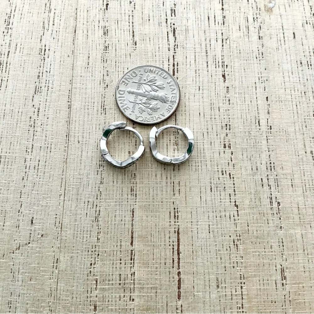 🆕 Stainless Steel and Crystal Huggie Earrings